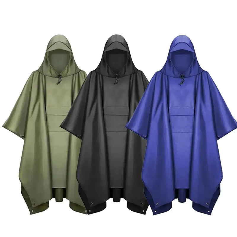 3 In 1 Outdoor Raincoat Hooded Sleeve Waterproof Rain Poncho