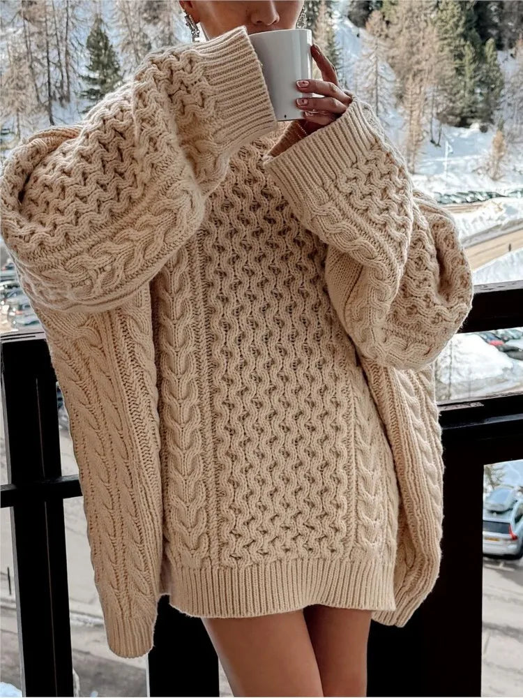 Texture Loose Knitted Sweater Round Neck Casual Twists Pullover Sweaters Vintage Thickened Knitwear Autumn Winter Top