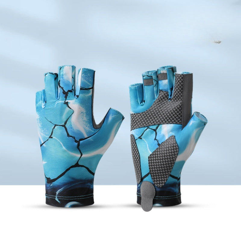Fishing Half finger Road Asian Gloves Ice Silk Sunscreen, Sweat Absorbent, Breathable, Anti slip, Anti stab Outdoo