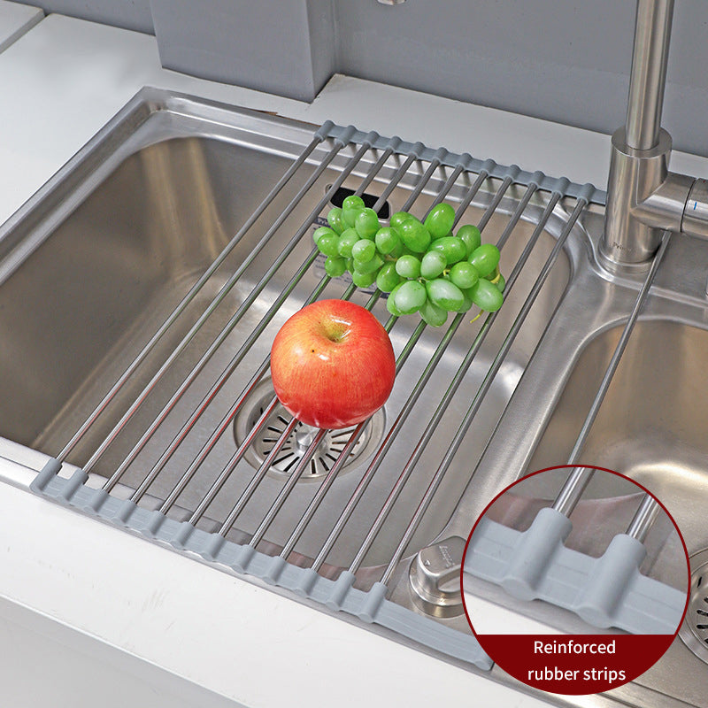 Stainless Steel Collapsible Drain Rack Household Sink Drip Rack Dish Washing Basin Fruit And Vegetable Dishes Chopsticks Water Filtering Rack