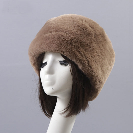 Otter Rabbit simulation fur round flat top brimless hat