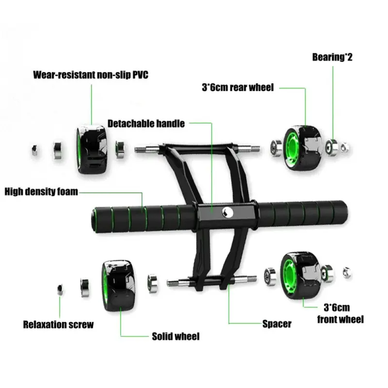 Abdominal 4 Wheel Exercise Wheel Abdominal Set Kit Gym Equipment