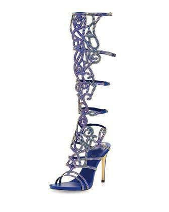 Suede hot diamond laser hollowed out Roman sandals