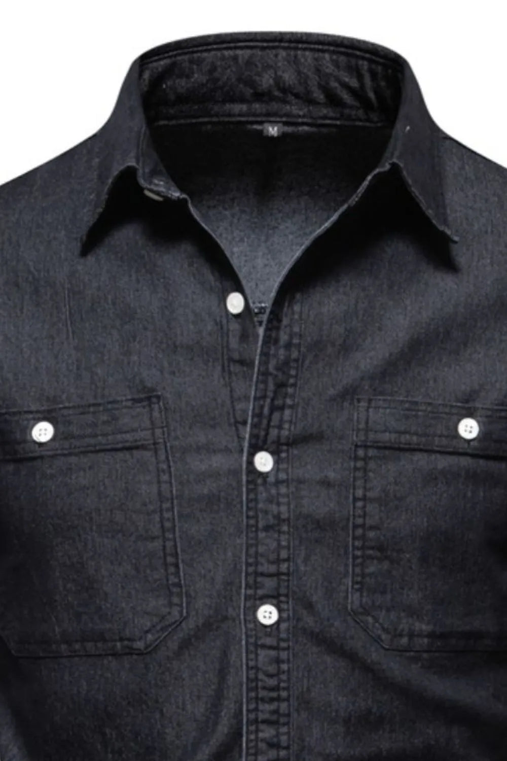 Men's Collared Neck Long Sleeve Denim Shirt