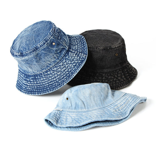 Washed denim fisherman bucket hat for men and women