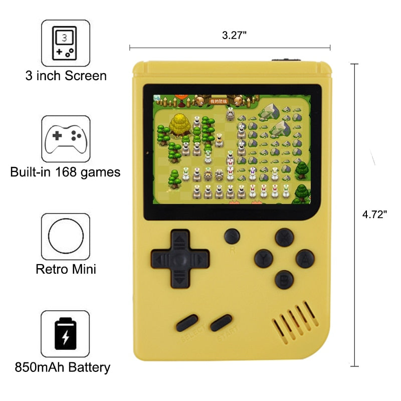 Retro Mini Portable Handheld Game Console Players 3.0 Inch 168 Built In Classic-FC Games Handheld Game player