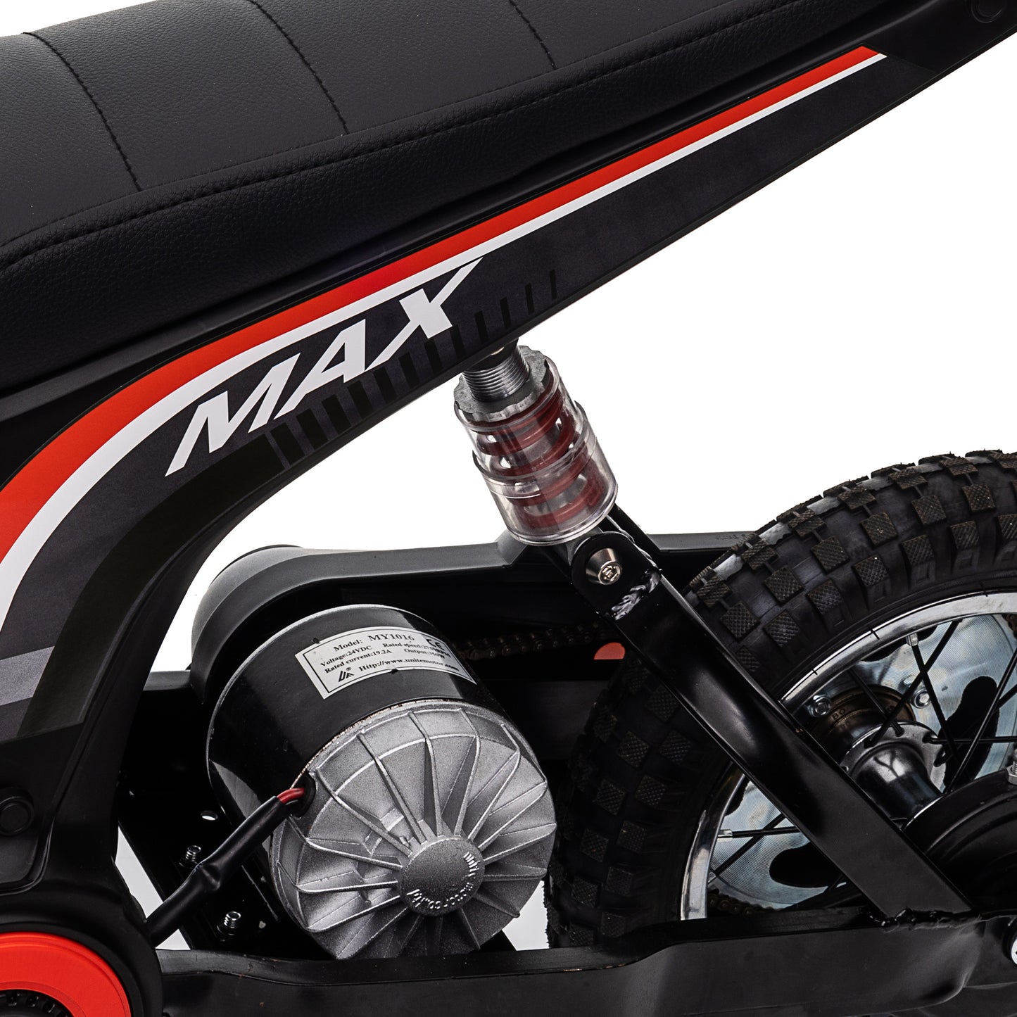 Speed up to 14.29MPH 24V Electric Kid Motorcycle off-road vehicle large front & rear suspension