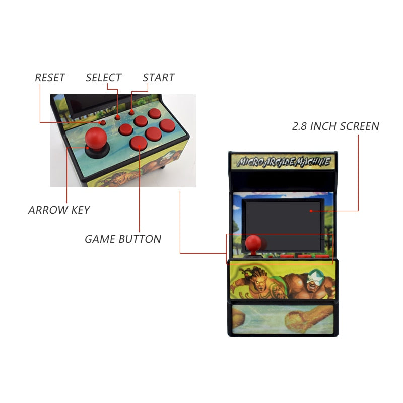 Retro Mini Arcade Handheld Game Console 16 Bit Game Player Built-in 156 Classic Games