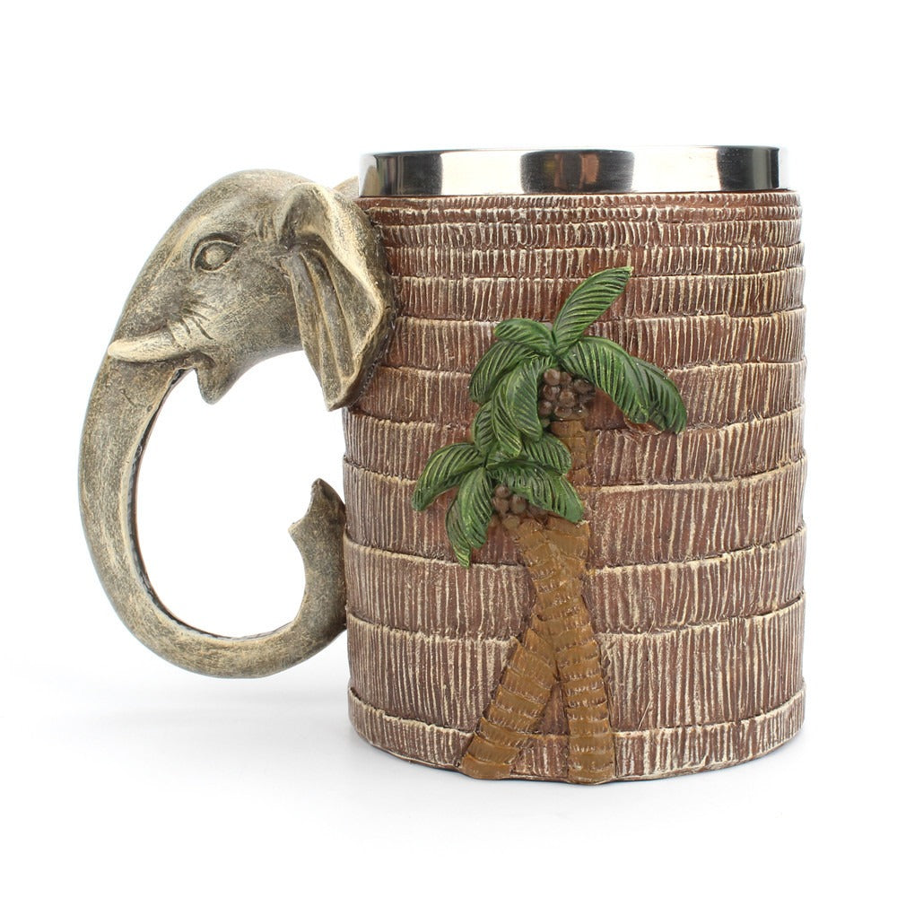 3D Tropical Rainforest Elephant Stainless Steel Coffee Mug