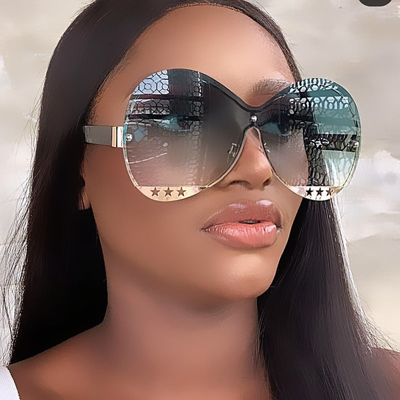 Fashion Hollowed Out Five-Star Medal Trend Sunglasses