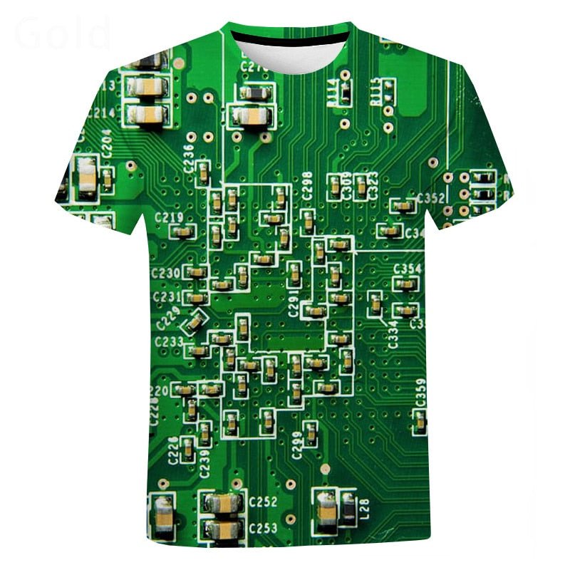 Electronic Chip 3D Printed Oversized T-shirt