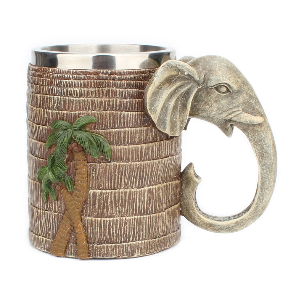 3D Tropical Rainforest Elephant Stainless Steel Coffee Mug