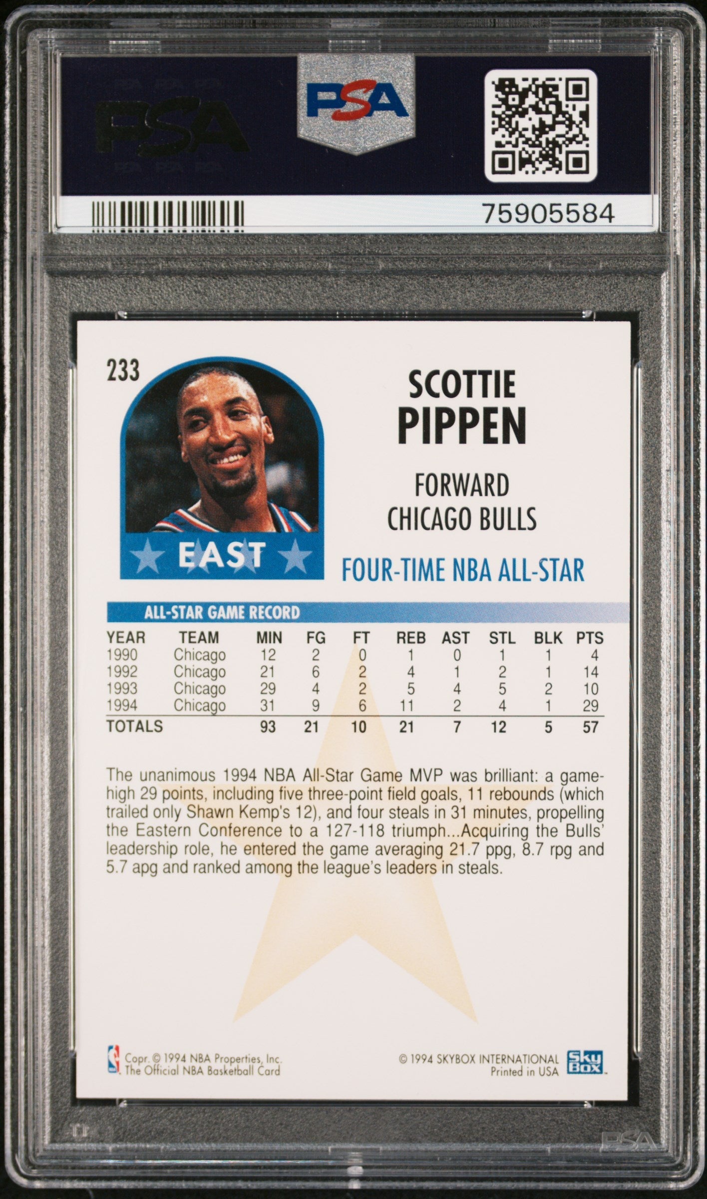 1994 HOOPS SCOTTIE PIPPEN  #233 - PSA 10