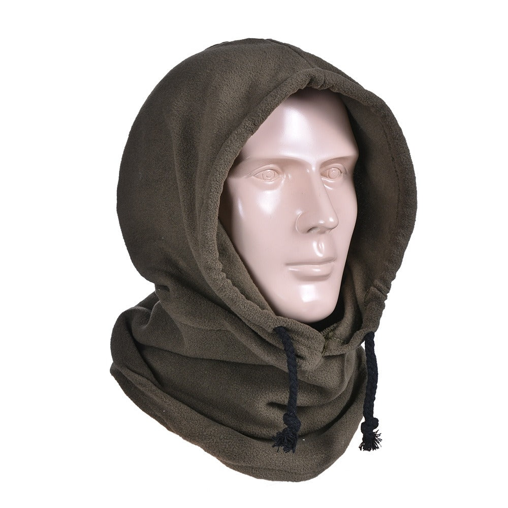 Polar Fleece Outdoor Riding Headgear Windproof Fleece Hat Warm Bib Face Shield One-Piece Mask