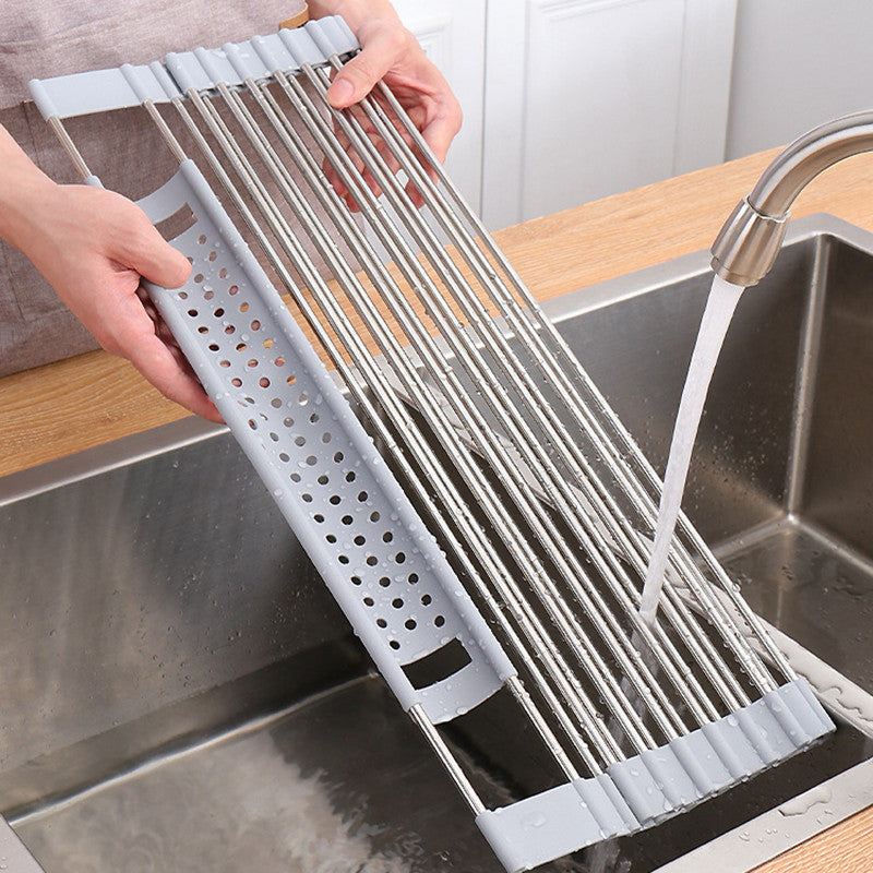 Stainless Steel Collapsible Drain Rack Household Sink Drip Rack Dish Washing Basin Fruit And Vegetable Dishes Chopsticks Water Filtering Rack