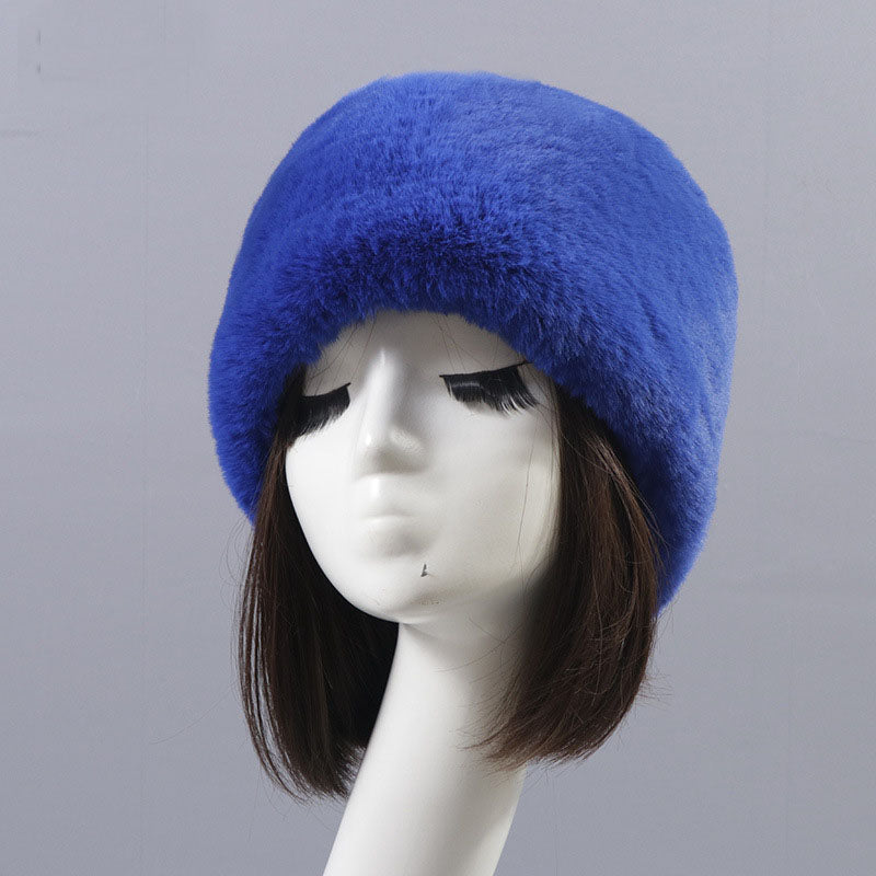 Otter Rabbit simulation fur round flat top brimless hat