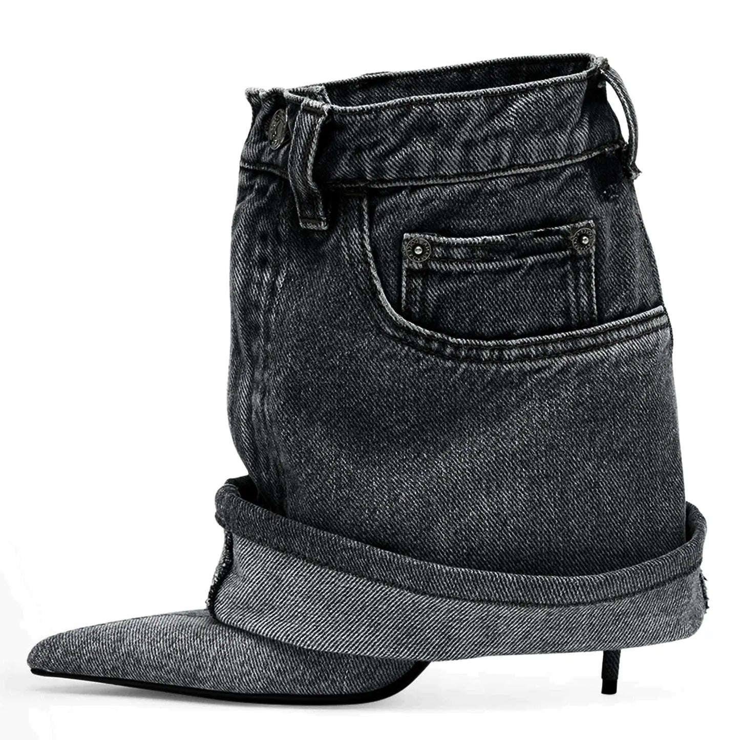 Denim Fine High Heel Boots Fashion Pointed Short Boots