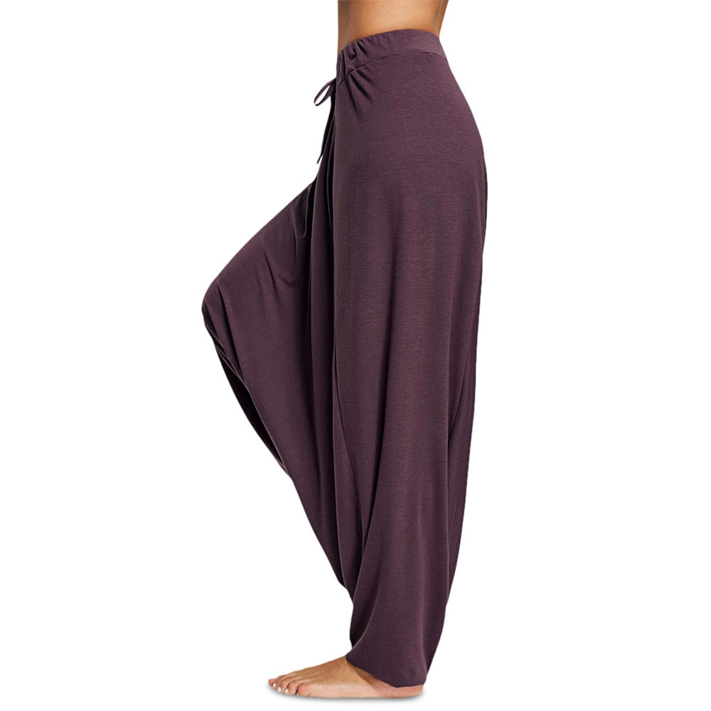 Elastic Waist Loose Solid Color Casual Women Drop-crotch Pants