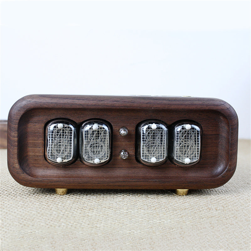 Black Walnut Solid Wood Glow Tubes Digital Electronic Clock