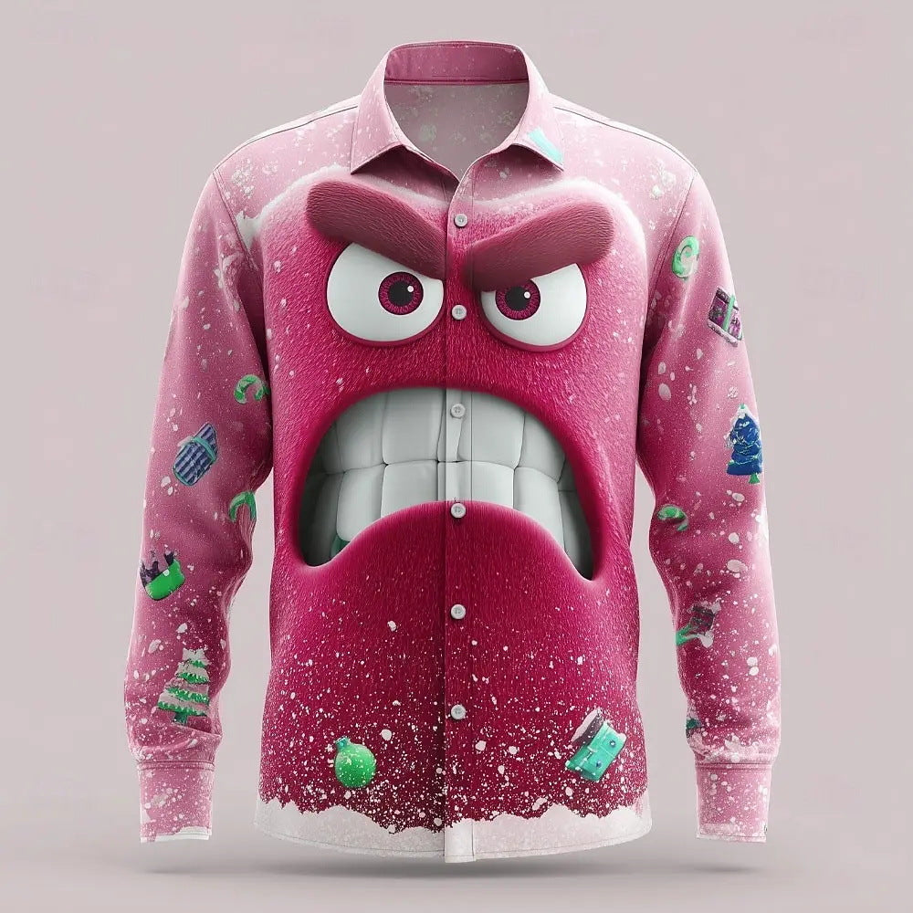 Men's 3D printed Snowflake Fun Face Shirt