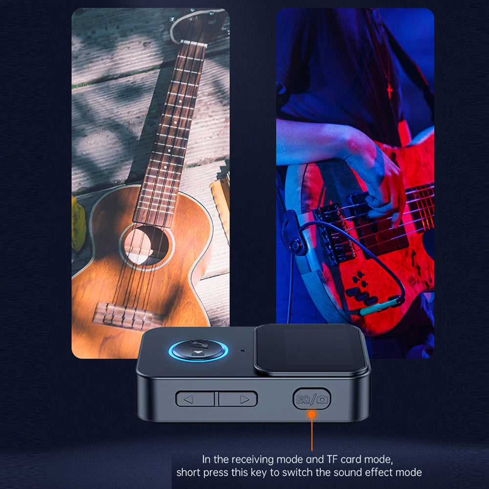 Equipped with a Screen, Bluetooth 5.0 Audio Receiver Adapter, Bluetooth MP3 Player, remote control for taking photos