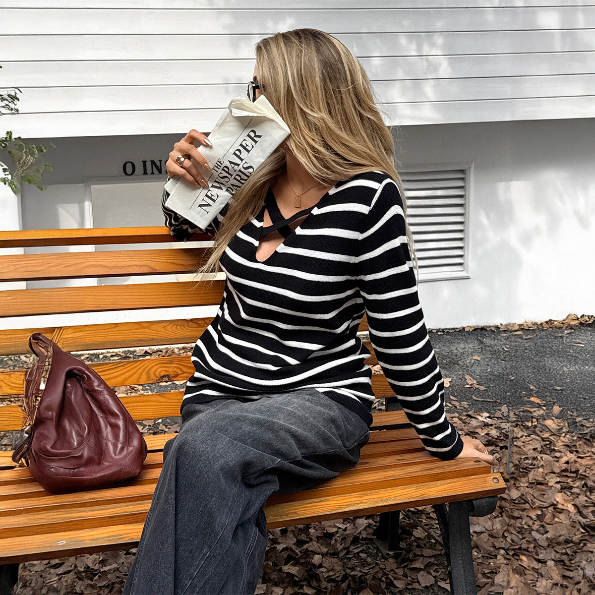Woolen long sleeved T-shirt sweater women's clothing