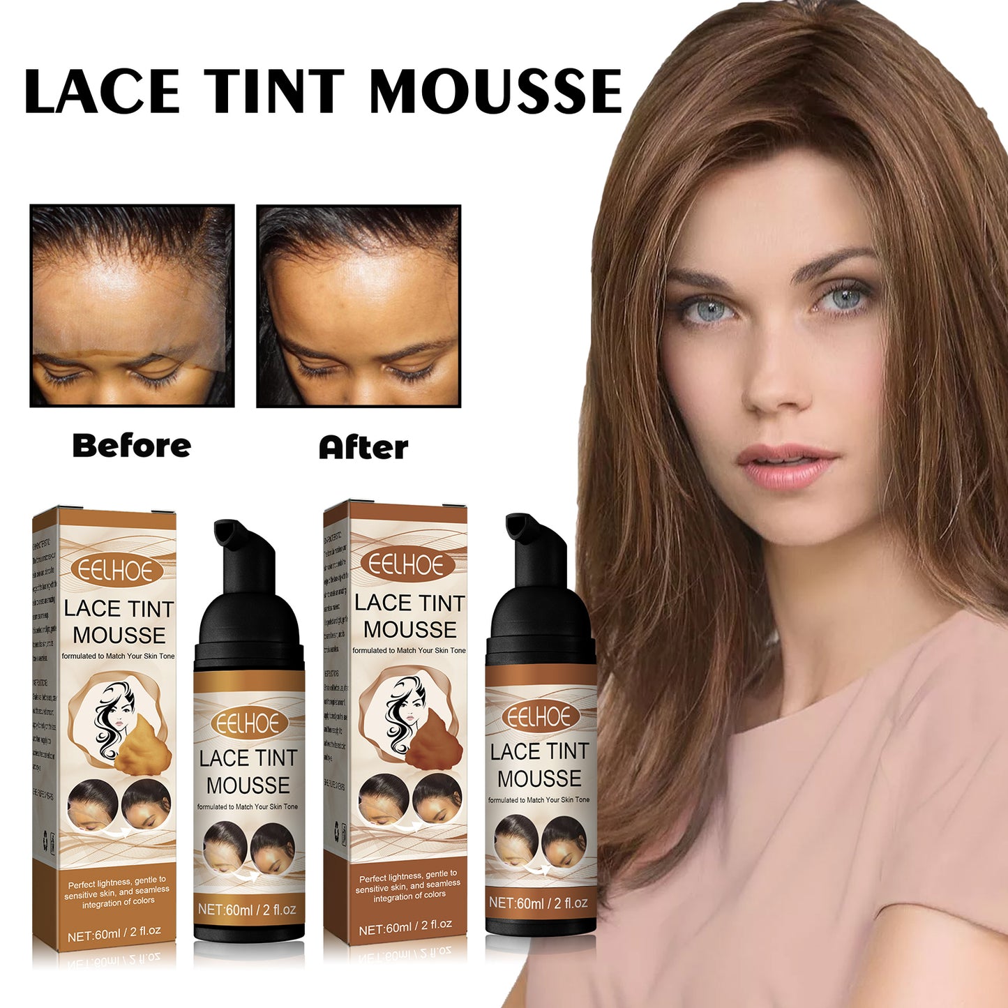 Lace Tint Mousse, No Damage Hair Easy To Color Wig Color Disposable Hair Conditioner