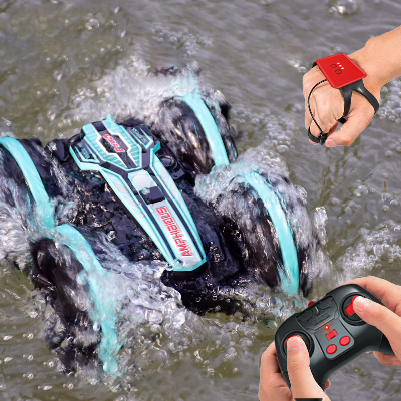 4WD Amphibious Remote Control Car 2.4G Waterproof Double-Sided Power Driving Tank Car Remote Control