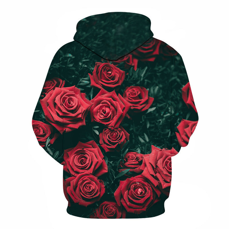 3D digital printed Red Roses Hoodie