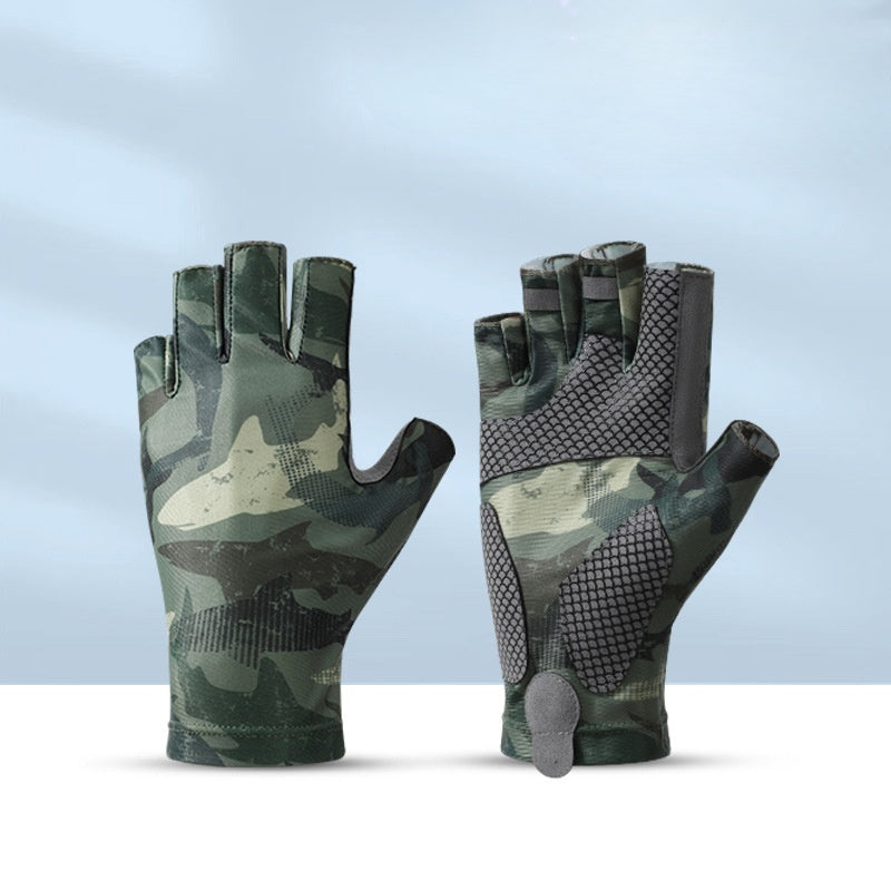 Fishing Half finger Road Asian Gloves Ice Silk Sunscreen, Sweat Absorbent, Breathable, Anti slip, Anti stab Outdoo