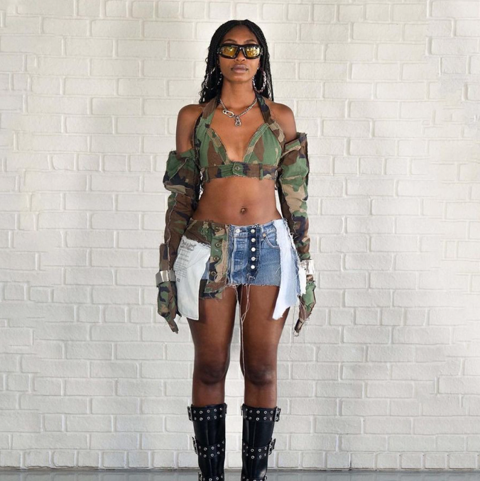 Lace up Camo Wrapped Chest Top