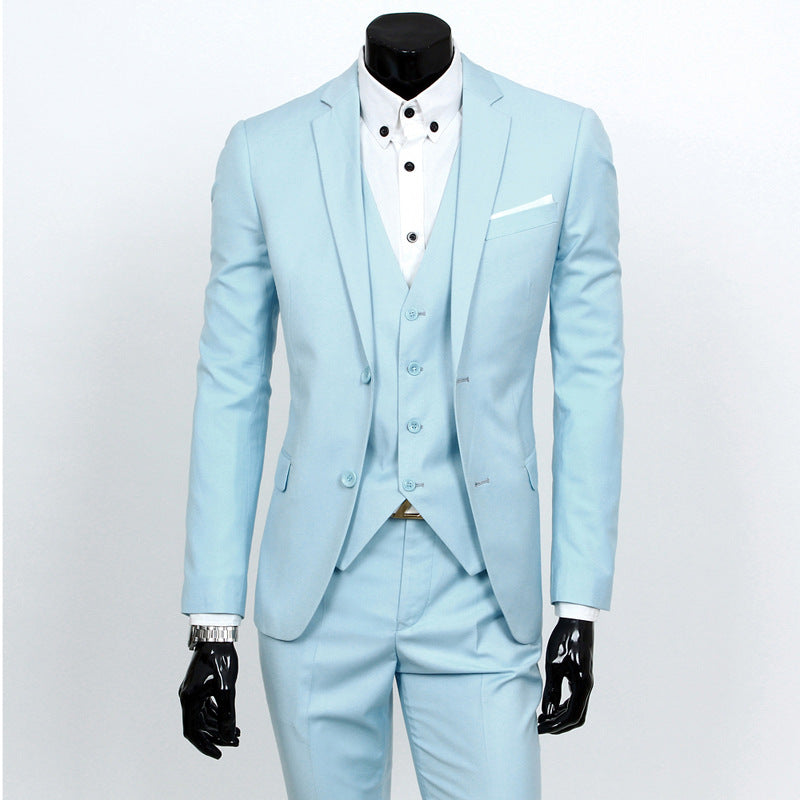 Suit set men's three piece set British casual business suit