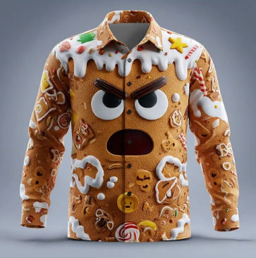 Men's 3D printed Snowflake Fun Face Shirt