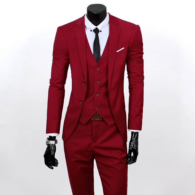 Suit set men's three piece set British casual business suit