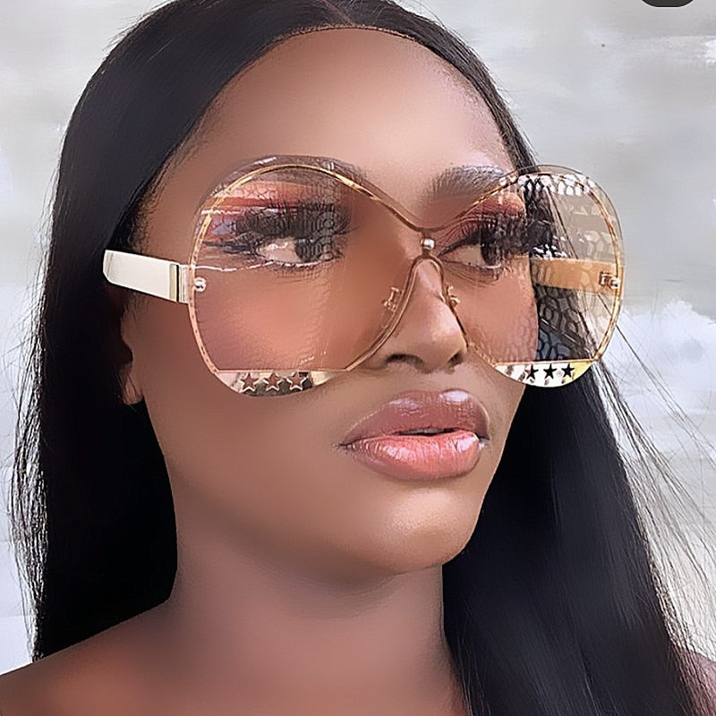 Fashion Hollowed Out Five-Star Medal Trend Sunglasses