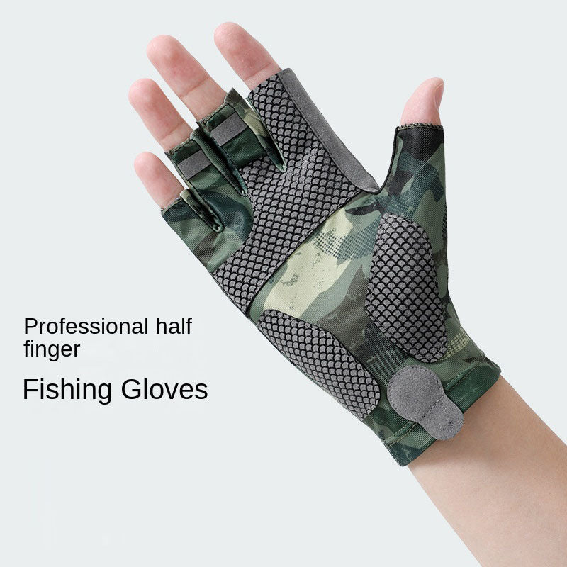Fishing Half finger Road Asian Gloves Ice Silk Sunscreen, Sweat Absorbent, Breathable, Anti slip, Anti stab Outdoo