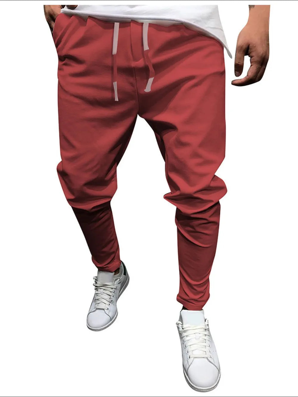 Men's Plus Size Drawstring Cropped Slim Pants