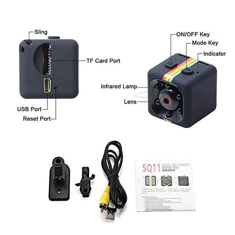 1080P HD Sport DV DVR Monitor Concealed camera SQ 11 night vision micro small camera Mini camcorder