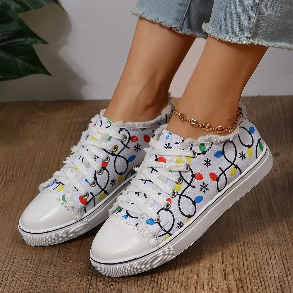 Printed Round Toe Sneakers