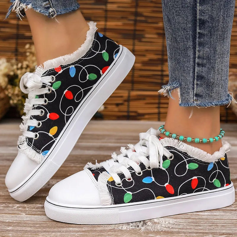 Printed Round Toe Sneakers