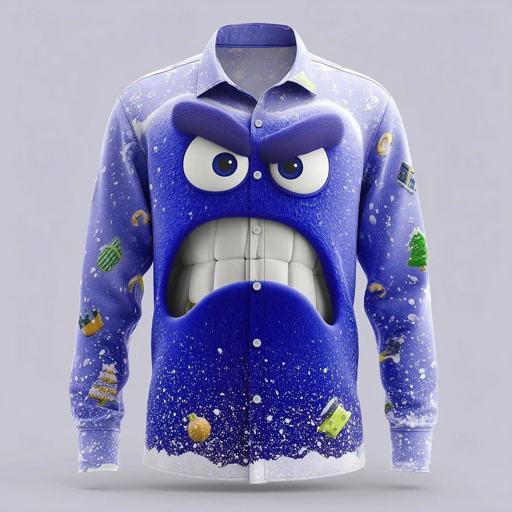 Men's 3D printed Snowflake Fun Face Shirt