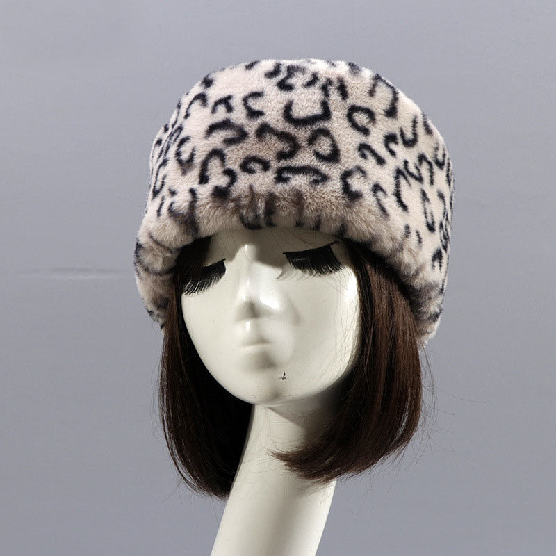 Otter Rabbit simulation fur round flat top brimless hat