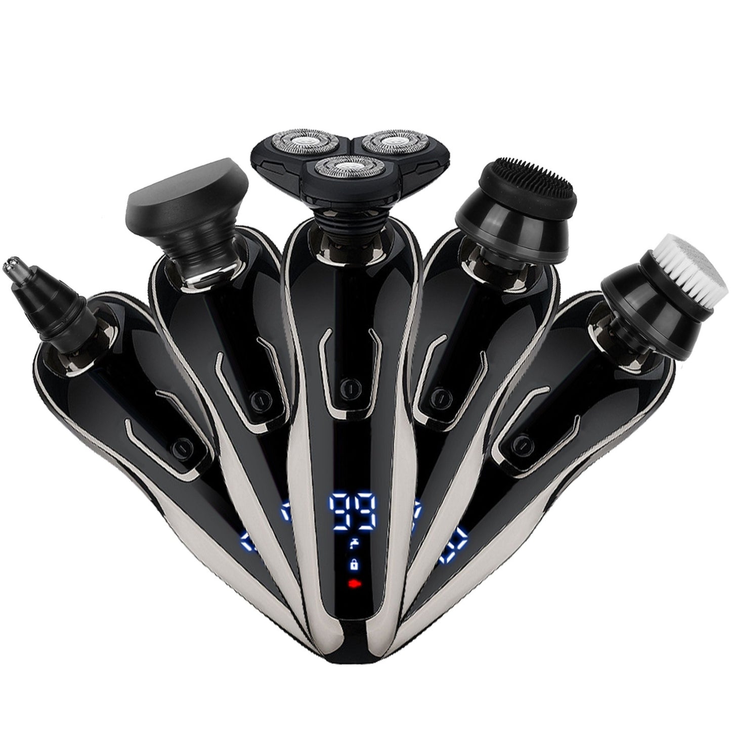 5-in-1 Electric Razor Kit, Cordless Rechargeable Shaver & Beard Trimmer, IPX6 Waterproof, Dry/Wet, Head Grooming.