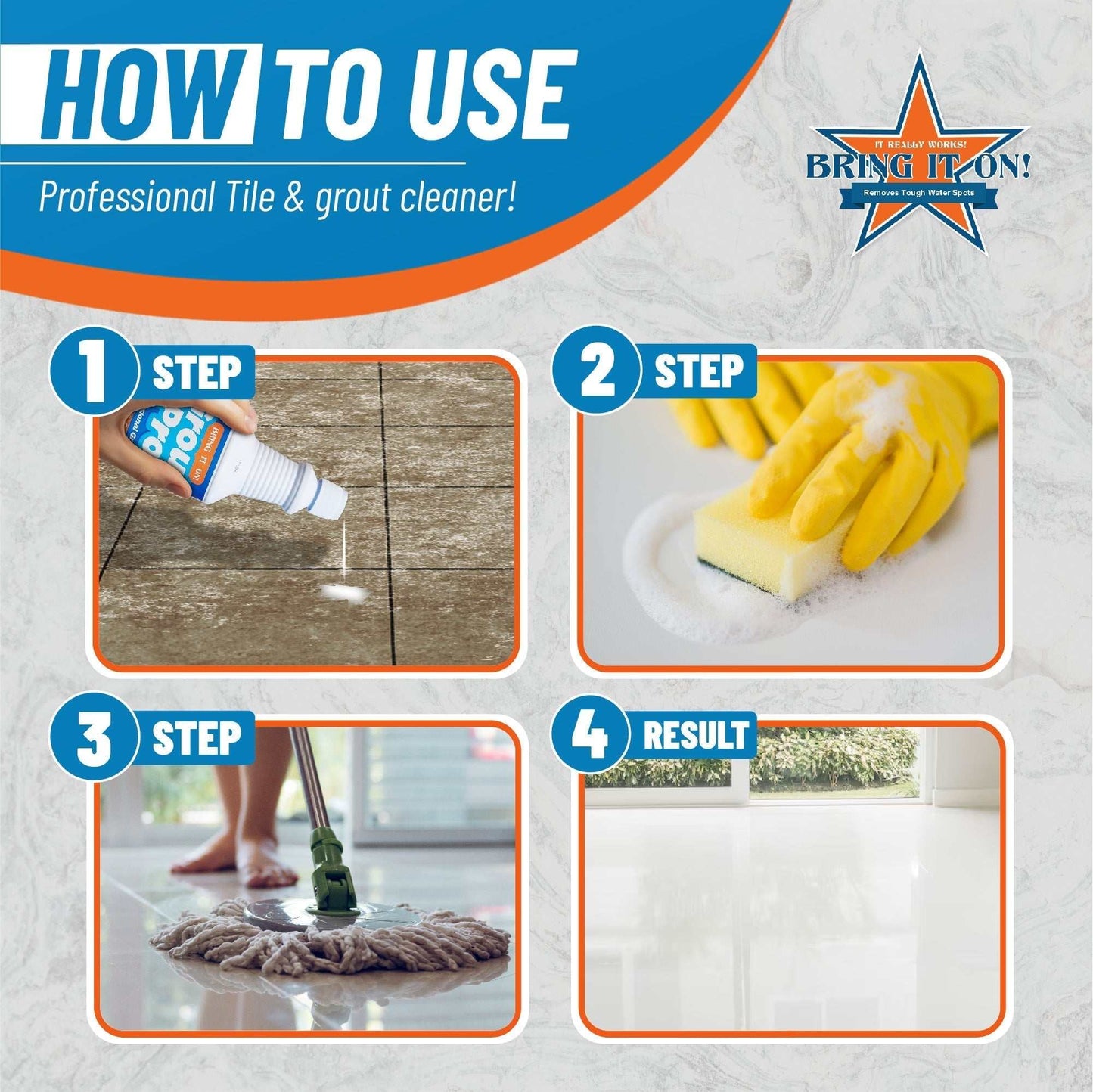 Bring It On Grout Cleaner with Grout Cleaning Brush – 32Fl Oz