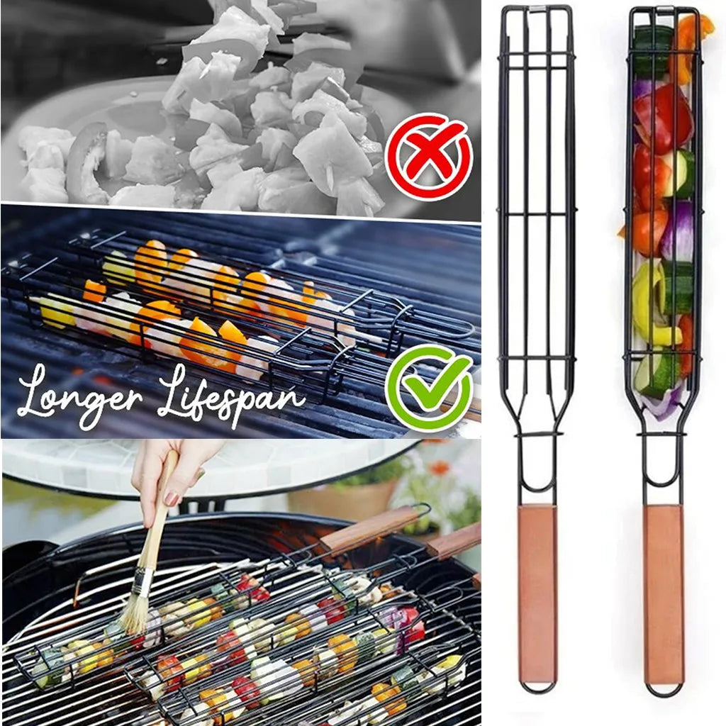 Portable BBQ Grilling Basket Stainless Steel Nonstick Barbecue Grill Basket Tools Mesh  Kitchen Tools kitchen accessories