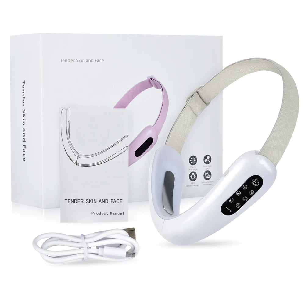 Chin V-Line Up Lift Belt Machine Red Blue LED Photon Therapy Face Slimming Vibration Massager Facial Lifting Device