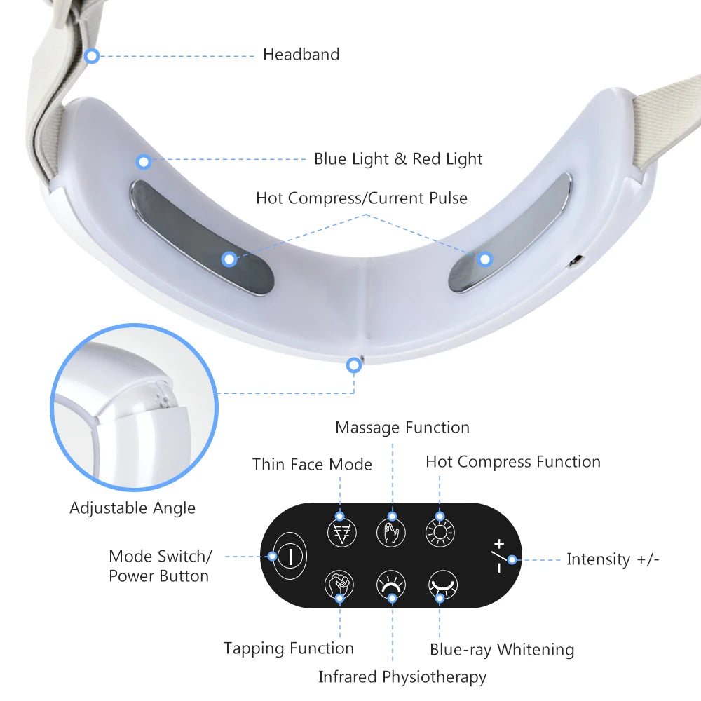 Chin V-Line Up Lift Belt Machine Red Blue LED Photon Therapy Face Slimming Vibration Massager Facial Lifting Device