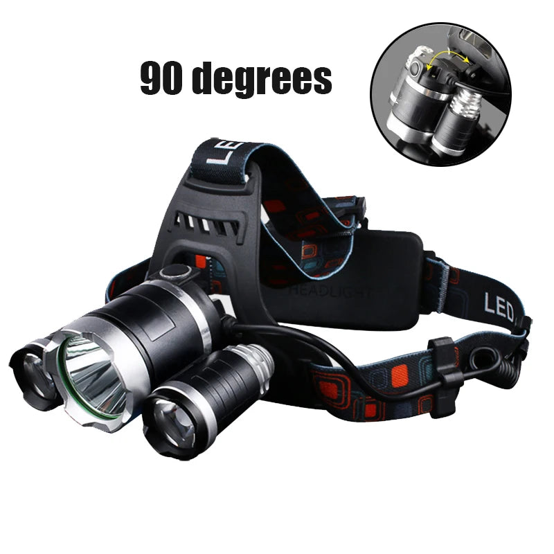 Headlamp 90 degree high Led lighting Head Lamp 4 mode XML T6/R5 LED Camping Fishing headlight Torch Lanterna