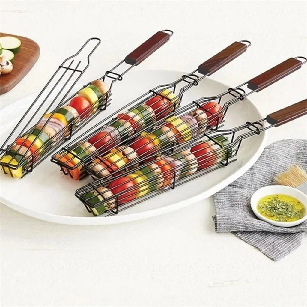 Portable BBQ Grilling Basket Stainless Steel Nonstick Barbecue Grill Basket Tools Mesh  Kitchen Tools kitchen accessories
