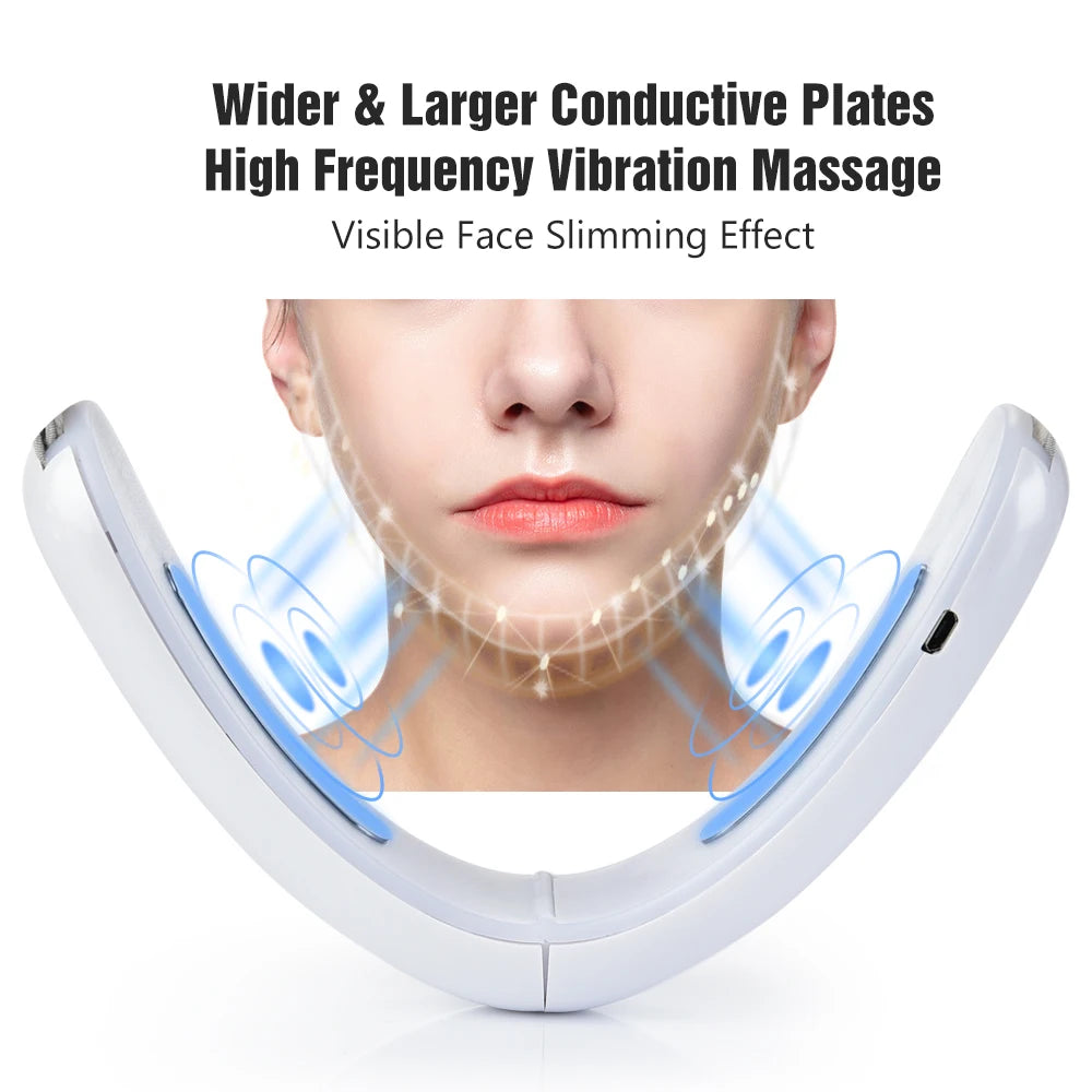 Chin V-Line Up Lift Belt Machine Red Blue LED Photon Therapy Face Slimming Vibration Massager Facial Lifting Device